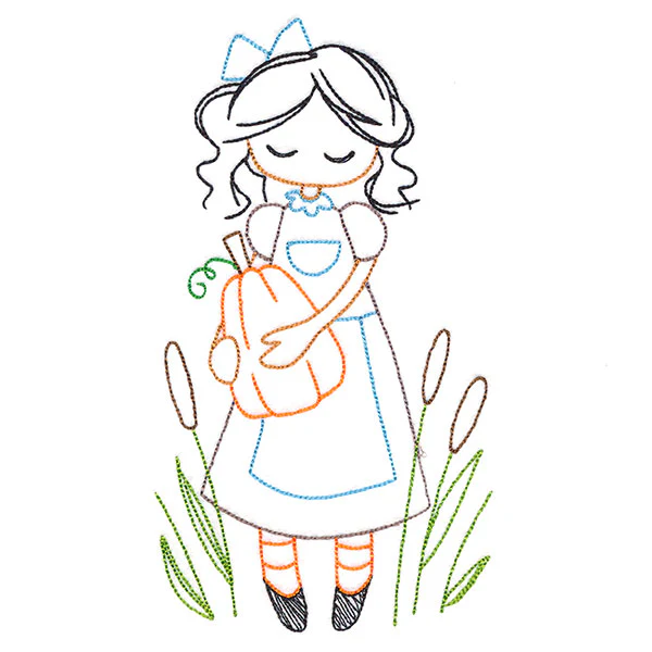 Sweet Fall Girl with Pumpkin (Vintage)