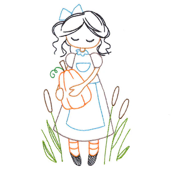 Sweet Fall Girl with Pumpkin (Vintage) - Image 2