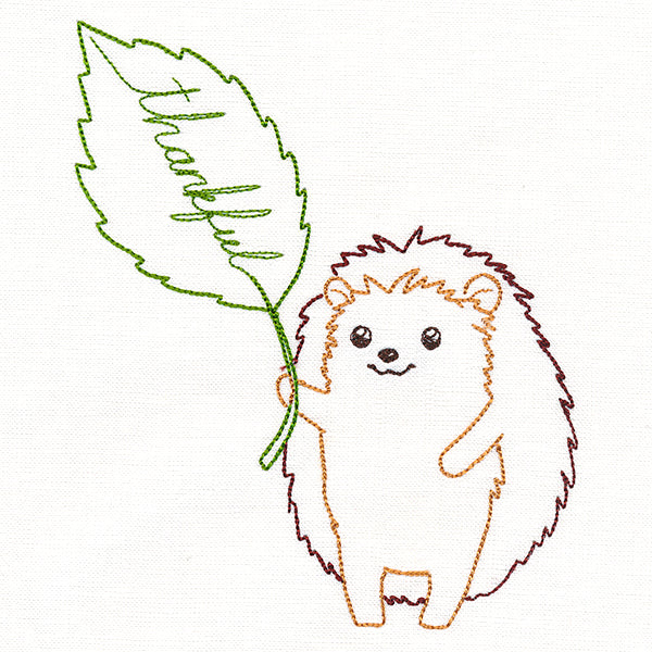 Sweet Hedgehog with Thankful Leaf (Vintage) - Image 2