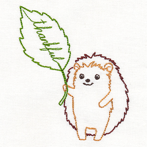 Sweet Hedgehog with Thankful Leaf (Vintage) - Image 3