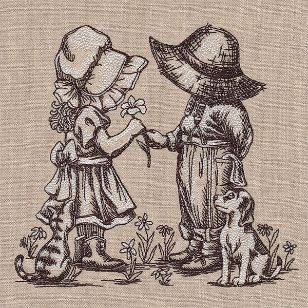 Sweet Nostalgia Sunbonnet Sue & Fisherman Fred Scene - Image 2