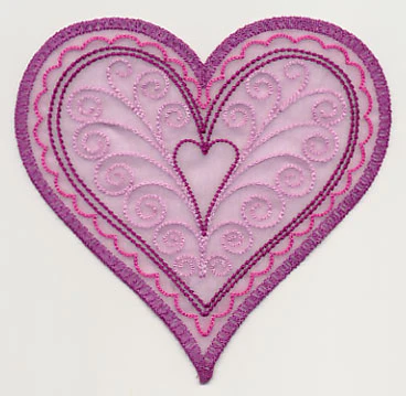 Sweet Organza Heart 1 (In-the-Hoop) - Image 2