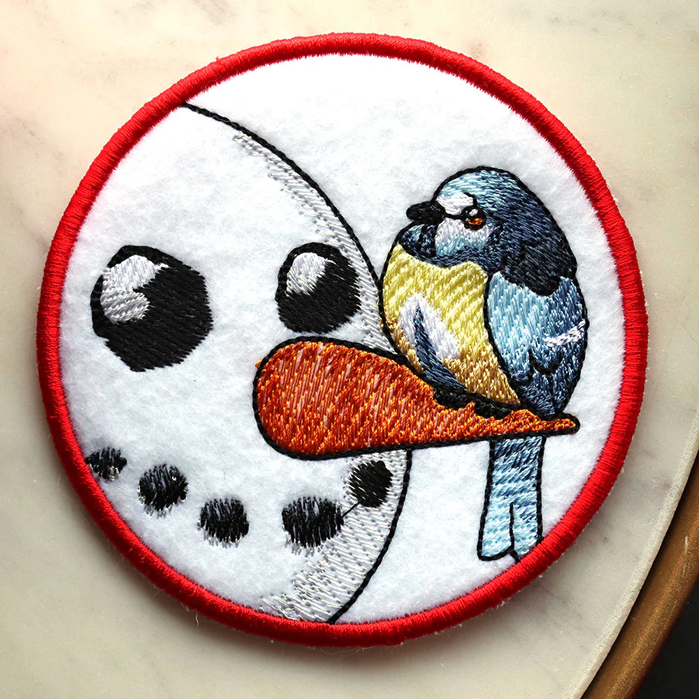 Sweet Peeking Snowman with Blue Tit Coaster (In-the-Hoop) - Image 2