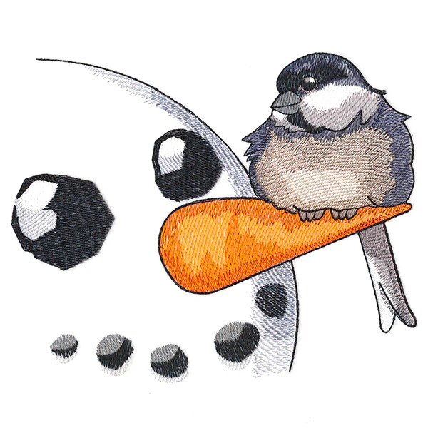 Sweet Peeking Snowman with Chickadee - Image 3