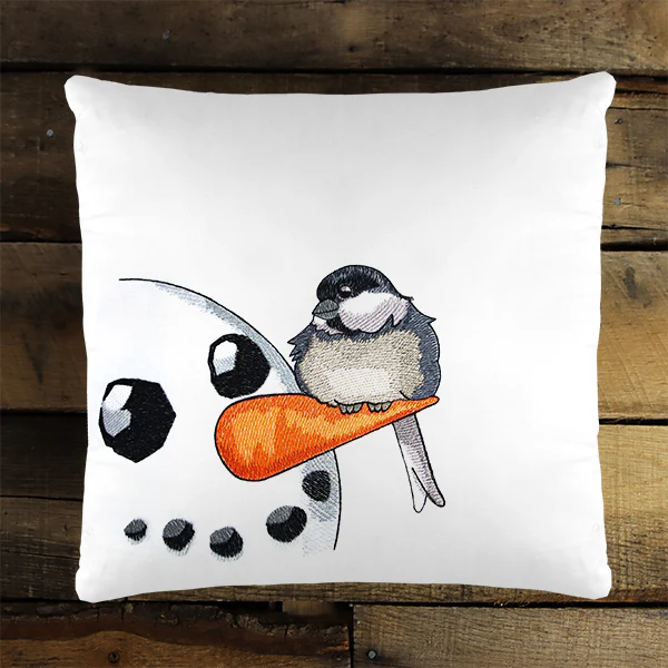 Sweet Peeking Snowman with Chickadee - Image 9