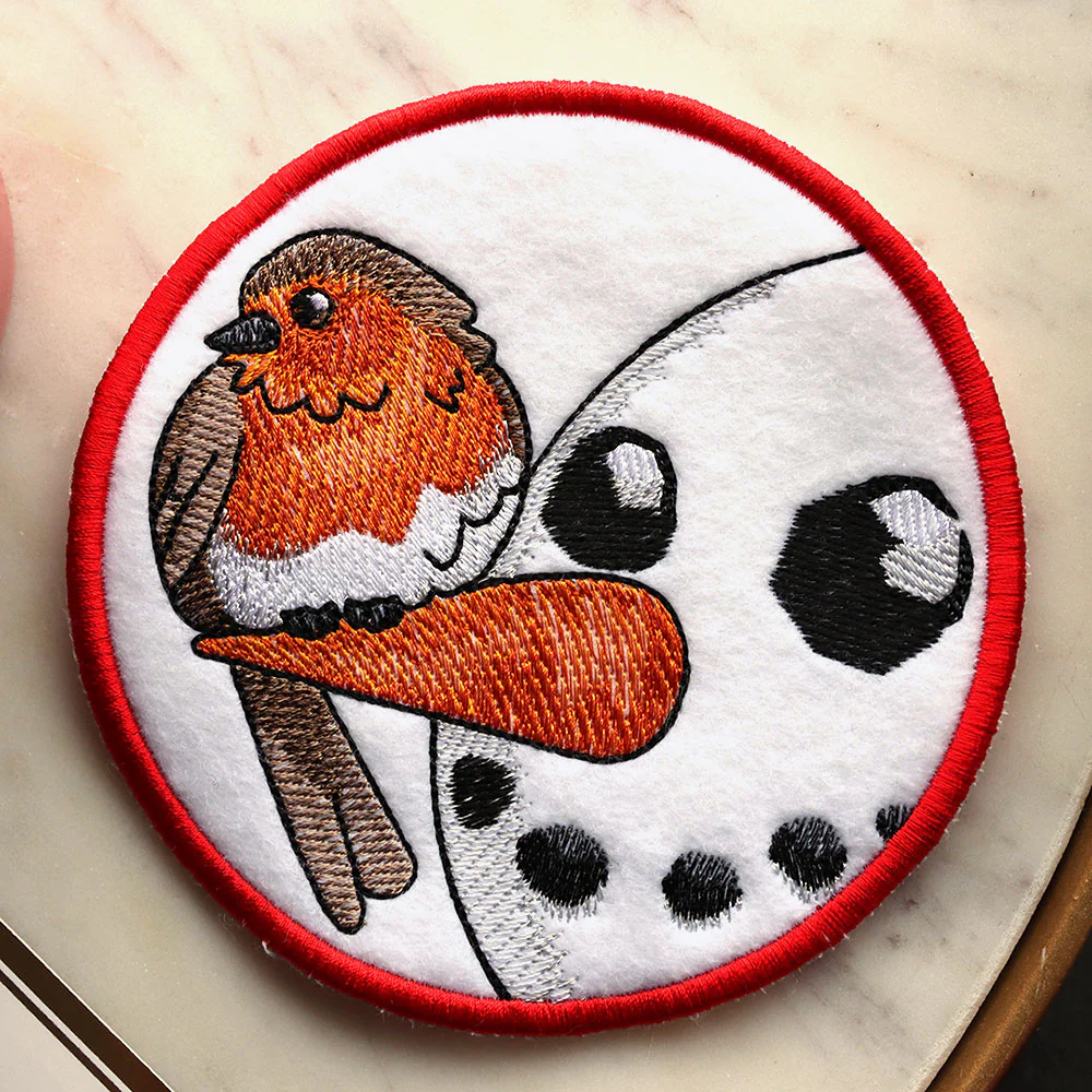 Sweet Peeking Snowman with European Robin Coaster (In-the-Hoop) - Image 3