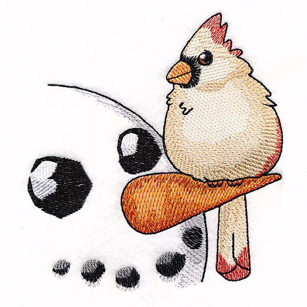 Sweet Peeking Snowman with Female Cardinal - Image 3