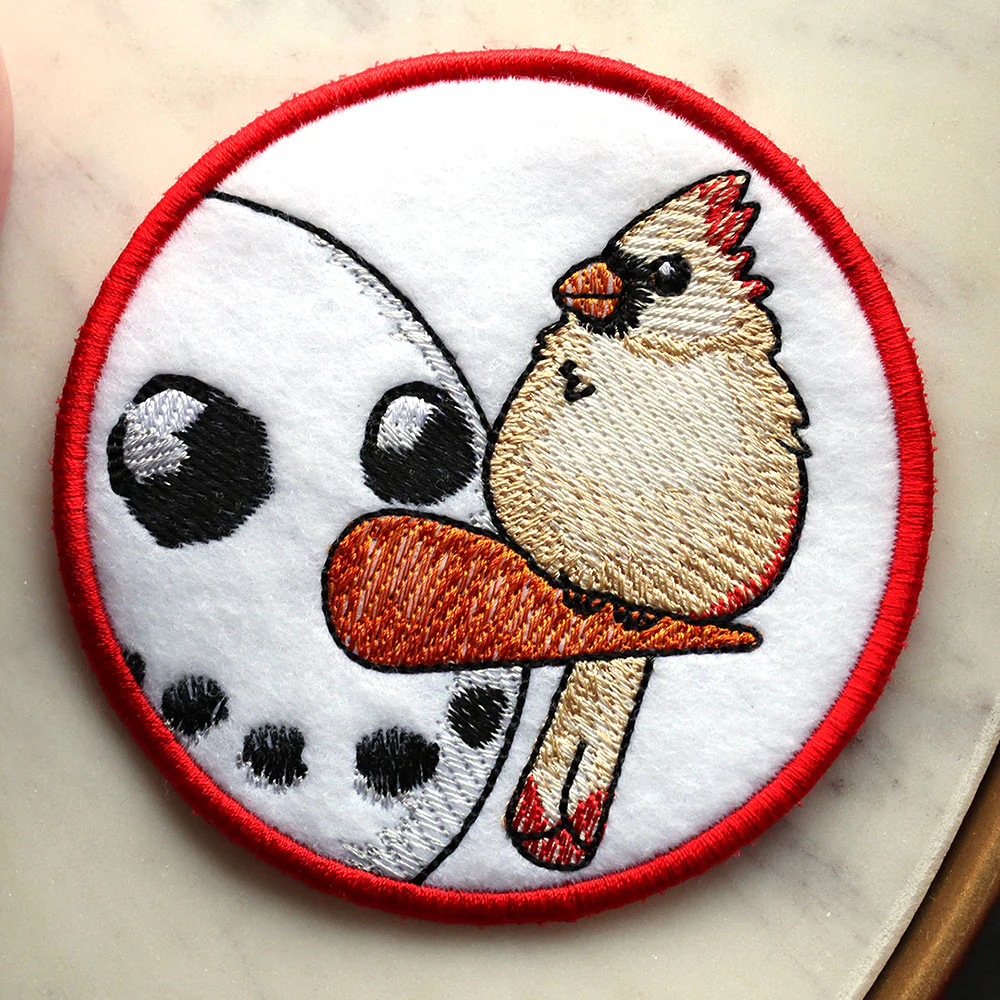 Sweet Peeking Snowman with Female Cardinal Coaster (In-the-Hoop) - Image 3