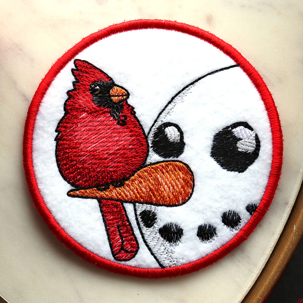 Sweet Peeking Snowman with Male Cardinal Coaster (In-the-Hoop) - Image 3
