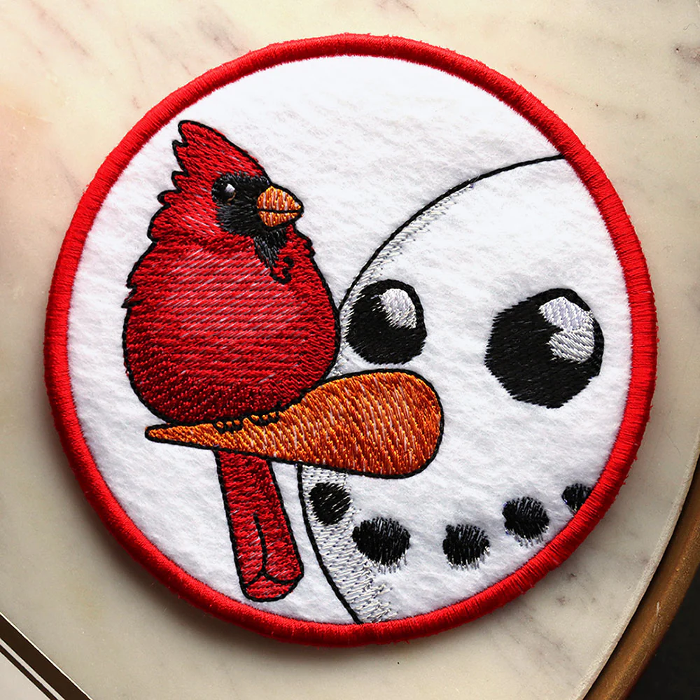 Sweet Peeking Snowman with Male Cardinal Coaster (In-the-Hoop) - Image 4