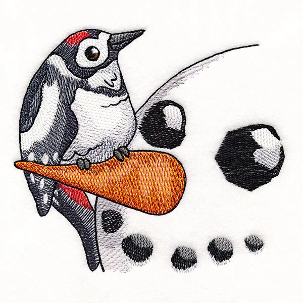 Sweet Peeking Snowman with Woodpecker - Image 5