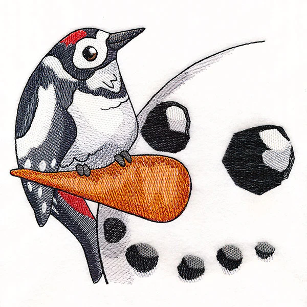 Sweet Peeking Snowman with Woodpecker - Image 8
