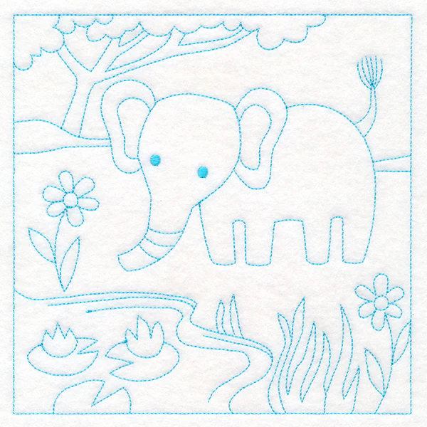 Sweet Safari Elephant Quilting Square (Double Run) - Image 2