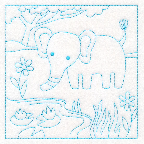 Sweet Safari Elephant Quilting Square (Double Run) - Image 3