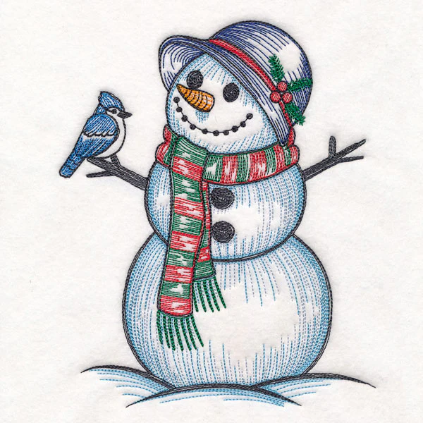Sweet Snowman Etching and Blue Jay - Image 10