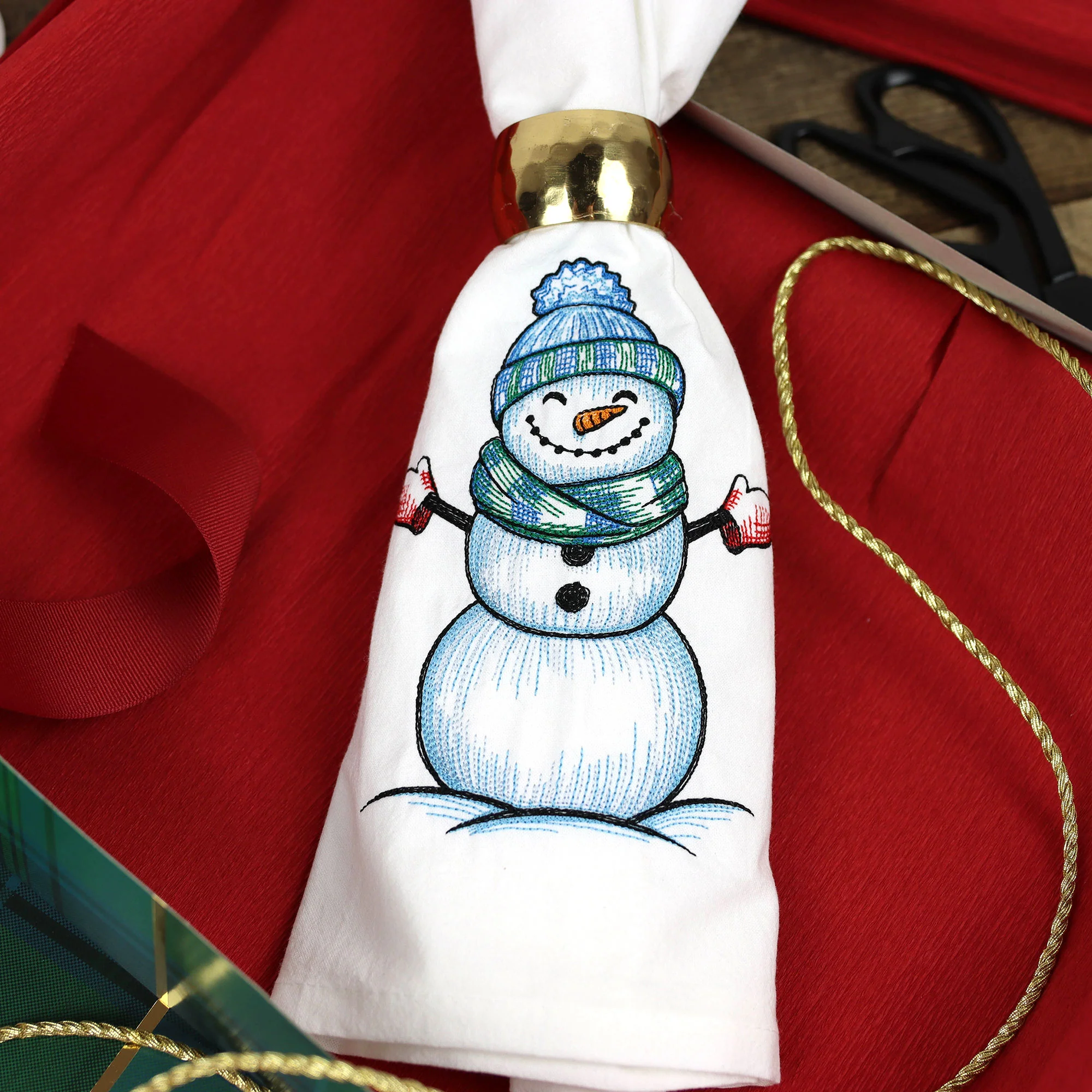 Sweet Snowman Etching with Mittens - Image 2