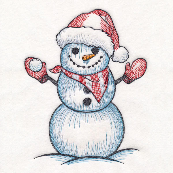 Sweet Snowman Etching with Santa Hat