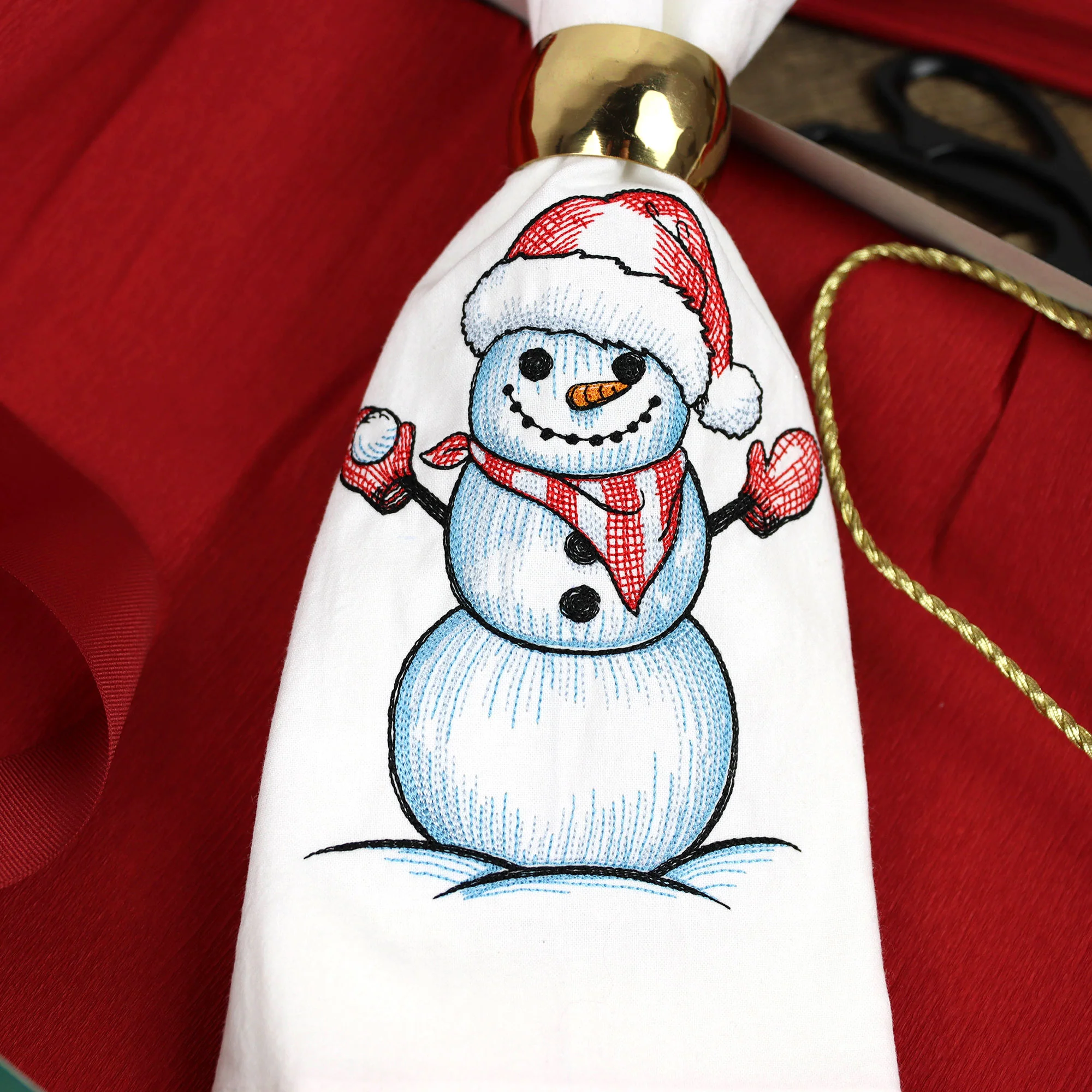 Sweet Snowman Etching with Santa Hat - Image 2