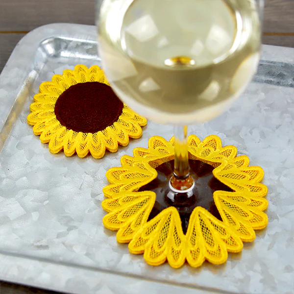 Sweet Sunflower Wine Glass Coaster (Lace) - Image 10