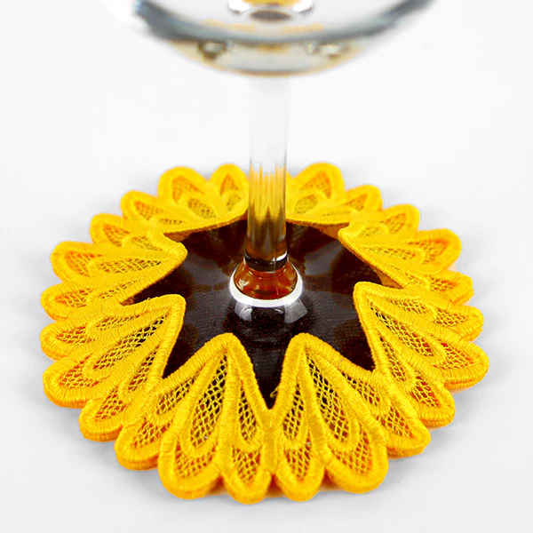 Sweet Sunflower Wine Glass Coaster (Lace) - Image 5