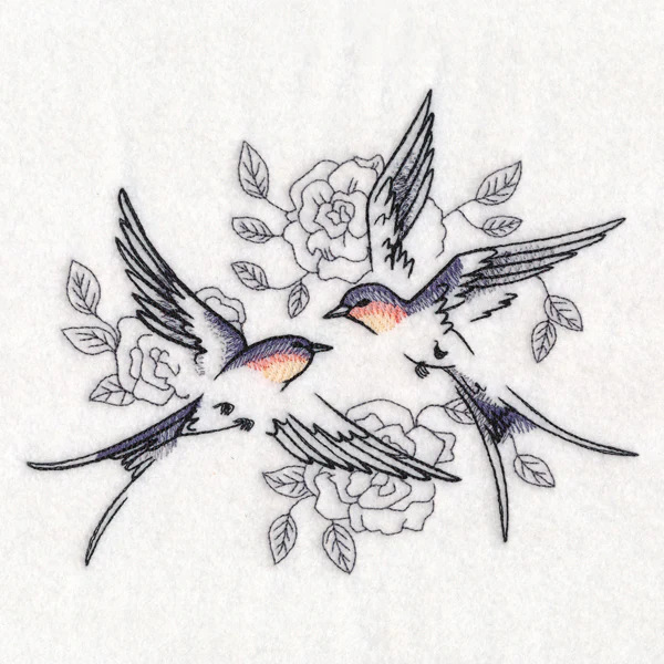 Sweetheart Barn Swallows in Watercolor - Image 2