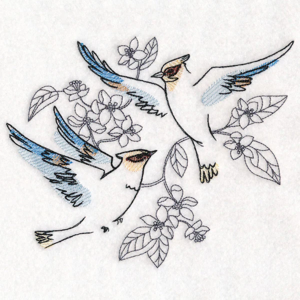Sweetheart Cedar Waxwings in Watercolor - Image 2