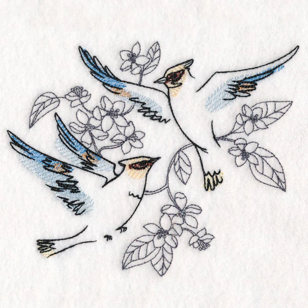 Sweetheart Cedar Waxwings in Watercolor - Image 3