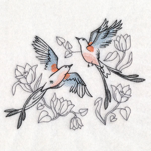 Sweetheart Scissor-Tailed Flycatchers in Watercolor - Image 2