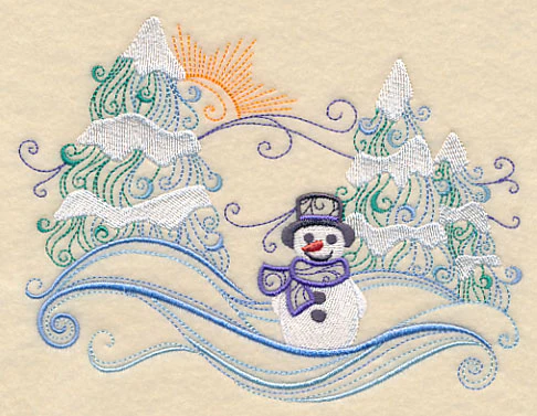 Swirly Snowman Scene - Image 3