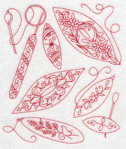 Tatting Shuttle Medley (Redwork) - Image 2