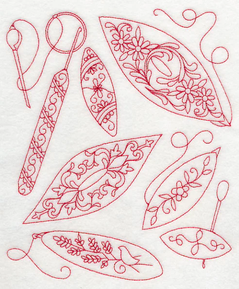 Tatting Shuttle Medley (Redwork) - Image 4