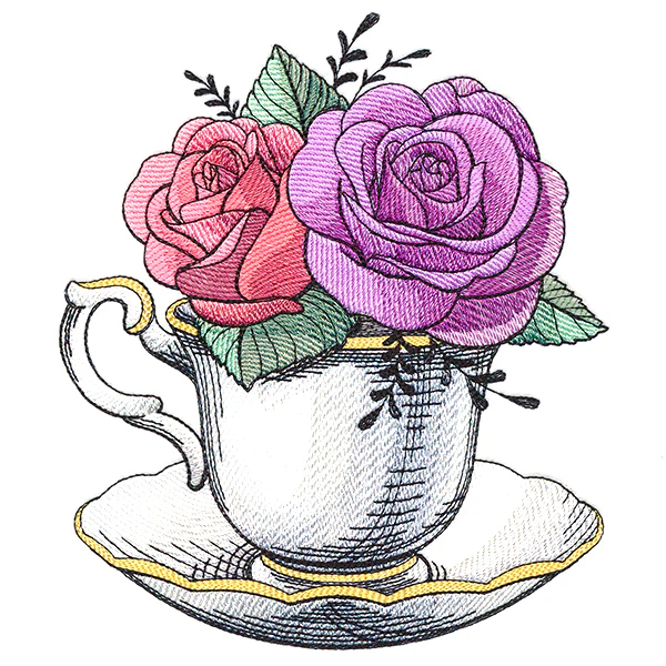 Tea Cup Rose Bouquet - Image 3