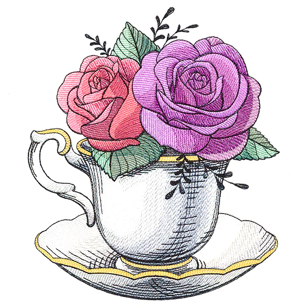 Tea Cup Rose Bouquet - Image 9