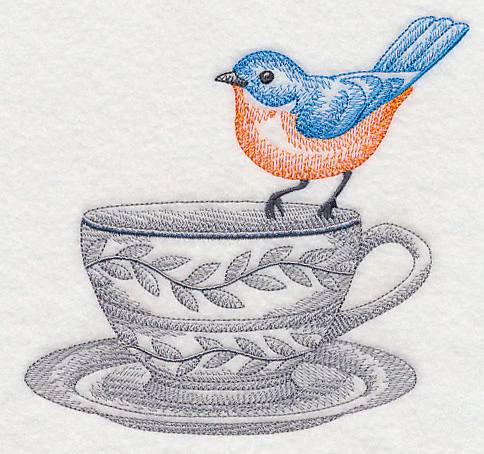Tea Party Bluebird (Toile) - Image 2