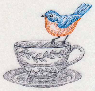 Tea Party Bluebird (Toile) - Image 3
