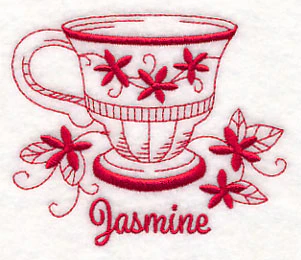 Tea Time Jasmine (Redwork) - Image 2