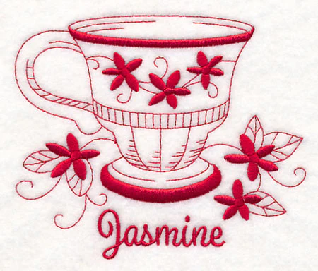 Tea Time Jasmine (Redwork) - Image 3