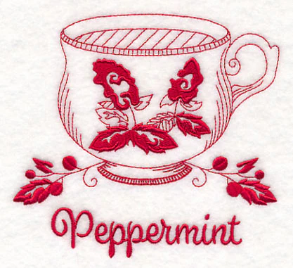Tea Time Peppermint (Redwork)