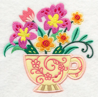 Teacup Bouquet (Applique) - Image 3