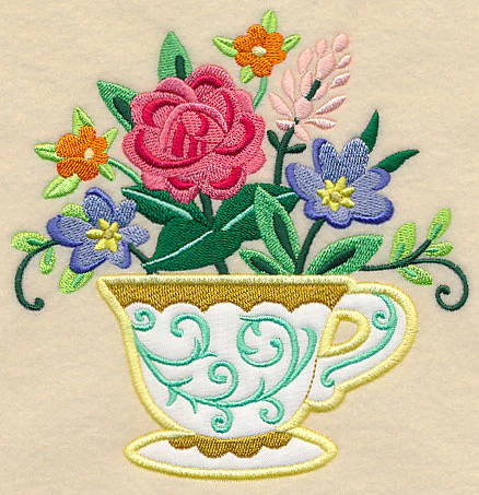 Teacup In Bloom (Applique) - Image 2