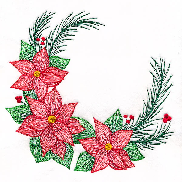 Textured Christmas Poinsettias Wreath