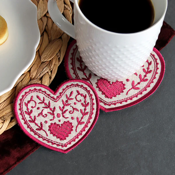 Textured Heart Coaster 1 (In-the-Hoop) - Image 3