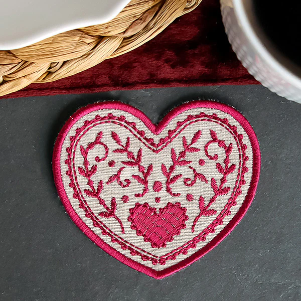 Textured Heart Coaster 1 (In-the-Hoop) - Image 4