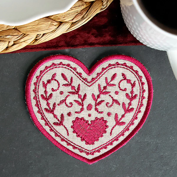 Textured Heart Coaster 1 (In-the-Hoop) - Image 7