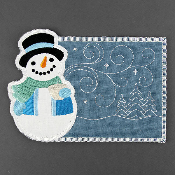 The Splendor of Winter Snowman Mug Rug (In-the-Hoop) - Image 6
