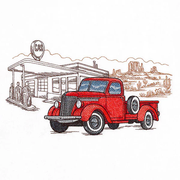 Through the Desert Retro Truck Gas Station Scene - Image 2