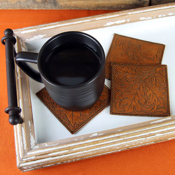 Timeless Aspen Leaves Coaster (In-the-Hoop) - Image 2