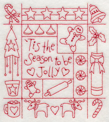 Tis the Season Shadow Box (Redwork) - Image 3