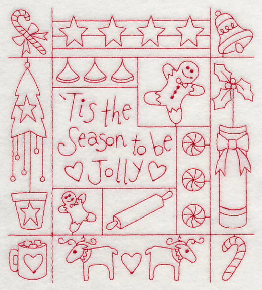 Tis the Season Shadow Box (Redwork) - Image 4