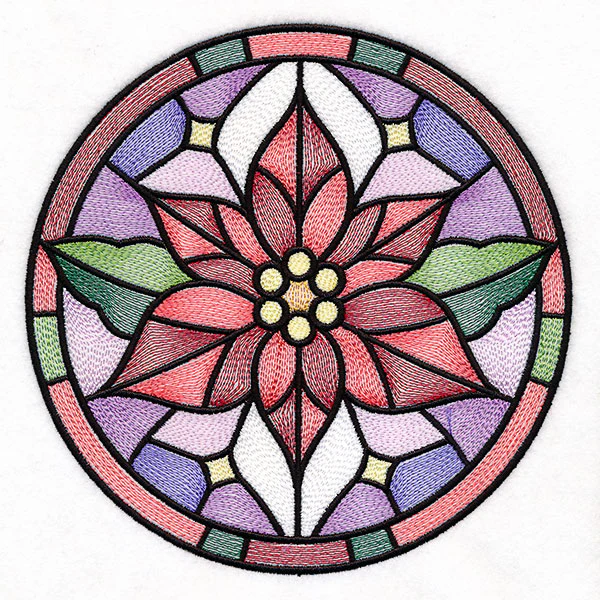 'Tis the Season Stained Glass Circle - Poinsettia - Image 2